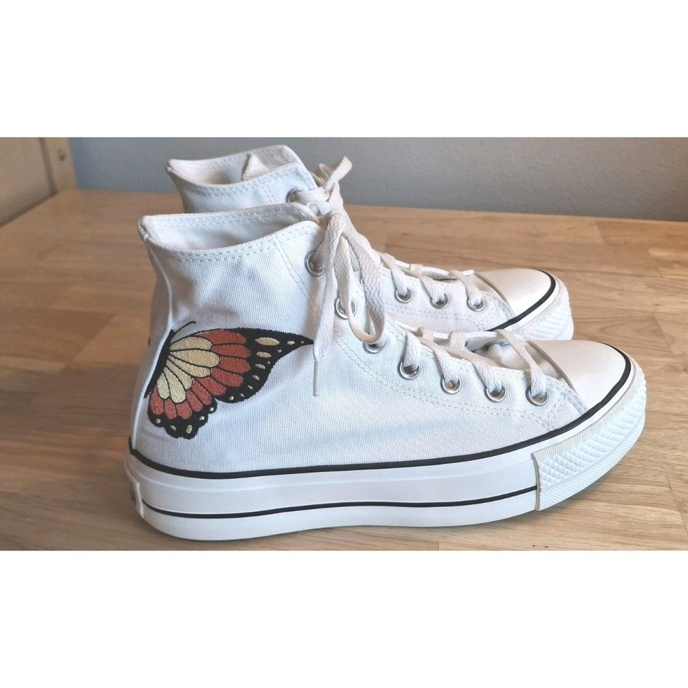 Converse Chuck Taylor All Star Lift Platform High Top White Butterfly Women 8